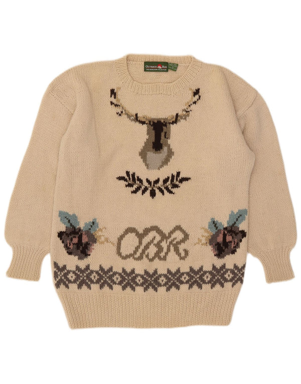 Красный мужской свитер с круглым вырезом Outback, средний бежевый, Fair Isle