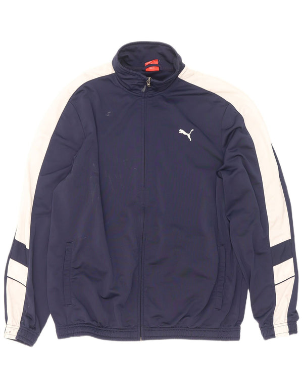 Мужской спортивный костюм Puma, верхняя куртка XL, темно-синий, полиэстер с цветными блоками
