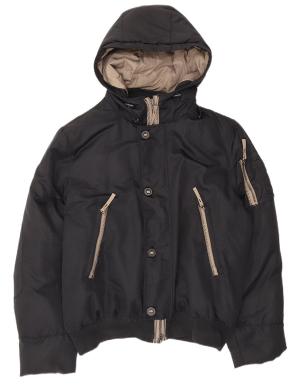 Benetton Мужская утепленная куртка с капюшоном IT 54 2XL Черный Полиэстер