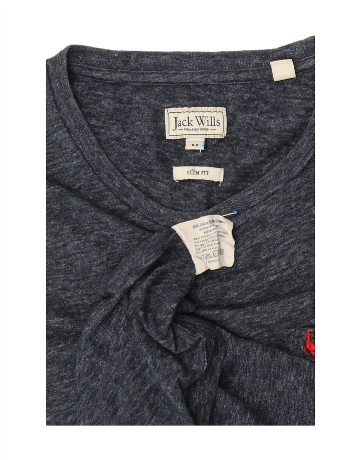 JACK WILLS Mens Slim Fit T-Shirt Top Medium Navy Blue Cotton