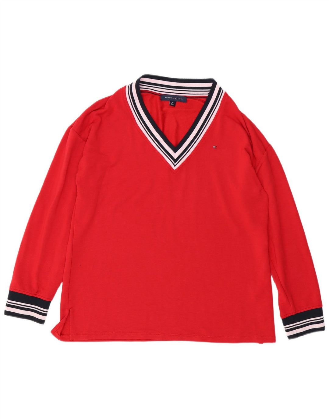 TOMMY HILFIGER Женский топ с длинным рукавом UK 14, средний красный, вискоза