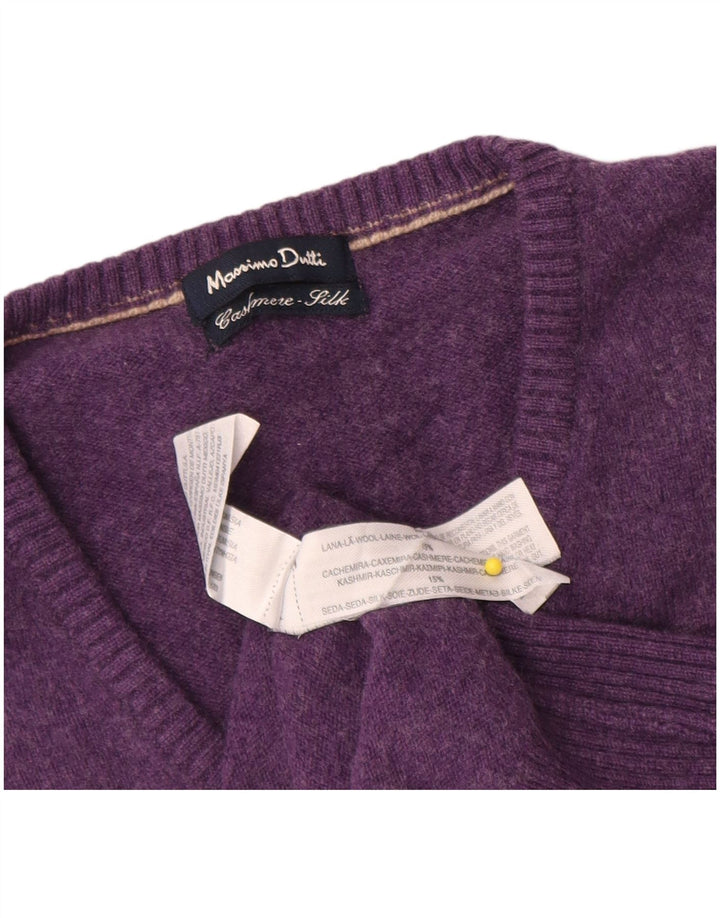 Мужской джемпер с v-образным вырезом Massimo Dutti XL, фиолетовый, шерсть