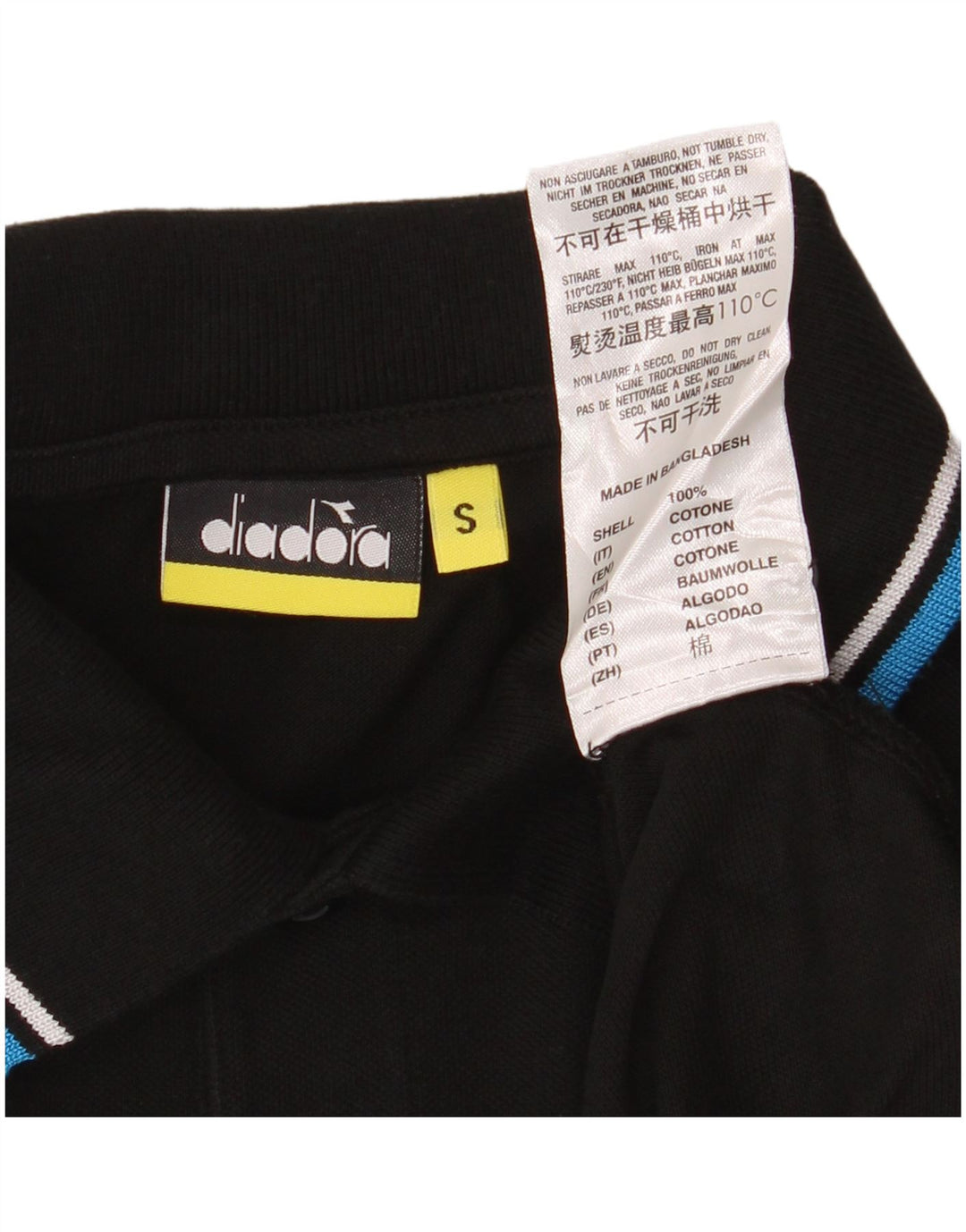 Мужская рубашка-поло Diadora, маленькая черная, хлопок