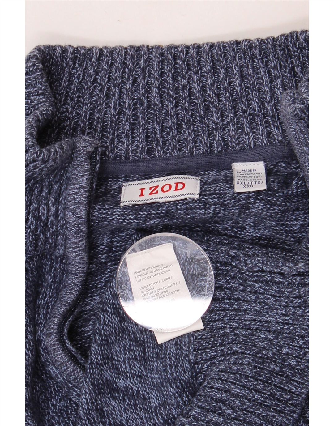 IZOD Мужской свитер с воротником на молнии 2XL Темно-синий хлопковый крапчатый свитер