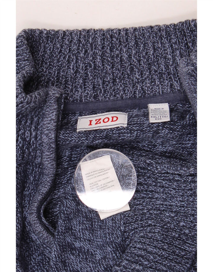 IZOD Мужской свитер с воротником на молнии 2XL Темно-синий хлопковый крапчатый свитер