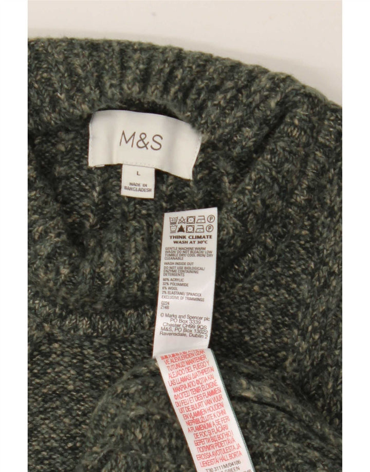 Мужской джемпер с высоким воротником Marks & Spencer, большой цвет хаки, акрил