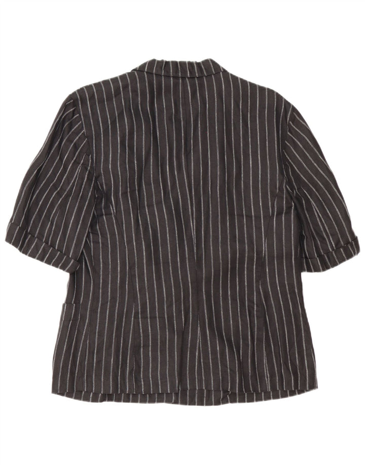 Женский пиджак на 2 пуговицах Max Mara UK 14, средний черный в тонкую полоску