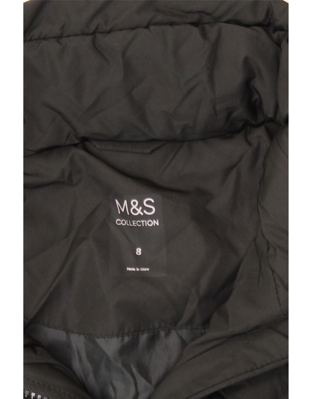 Женская стеганая куртка с капюшоном Marks & Spencer UK 8, маленький черный полиэстер
