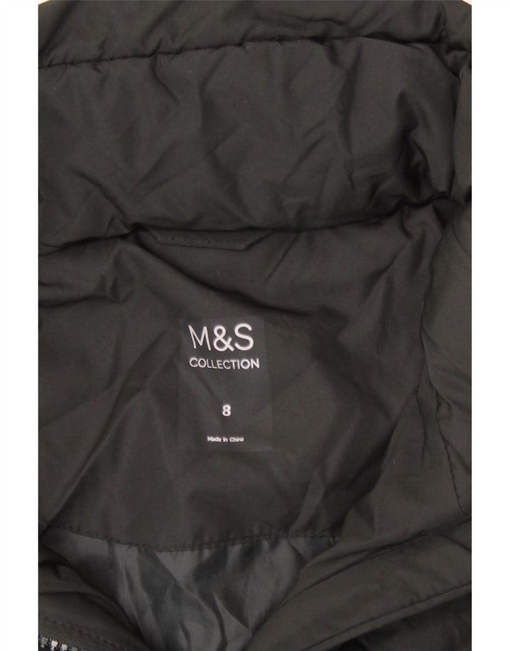 Женская стеганая куртка с капюшоном Marks & Spencer UK 8, маленький черный полиэстер