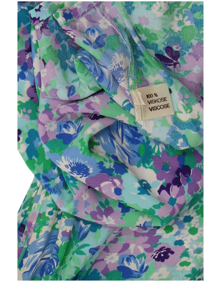 VINTAGE Womens Maxi Dress UK 12 Medium Multicoloured Floral Viscose