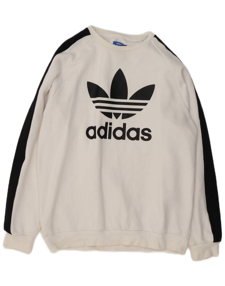 Мужской свитшот Adidas с графическим рисунком, большой белый хлопковый джемпер с цветными блоками