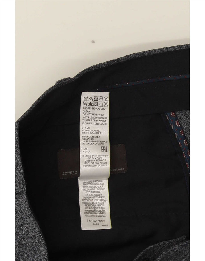 Мужские брюки стандартного костюма Marks & Spencer W40 L31 синие, полиэстер