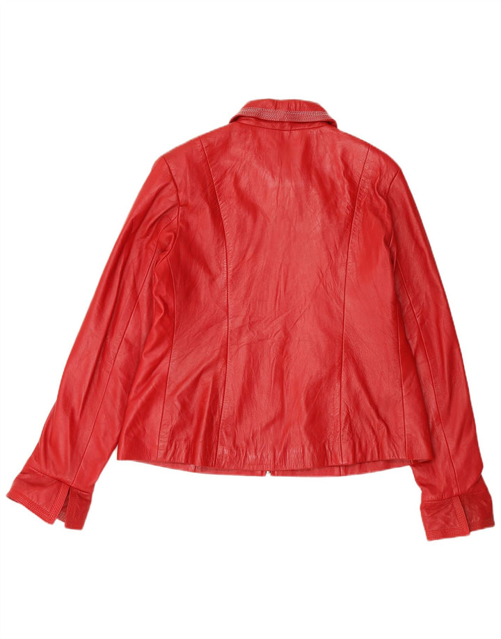 Винтажная женская кожаная куртка UK 24 4XL красная