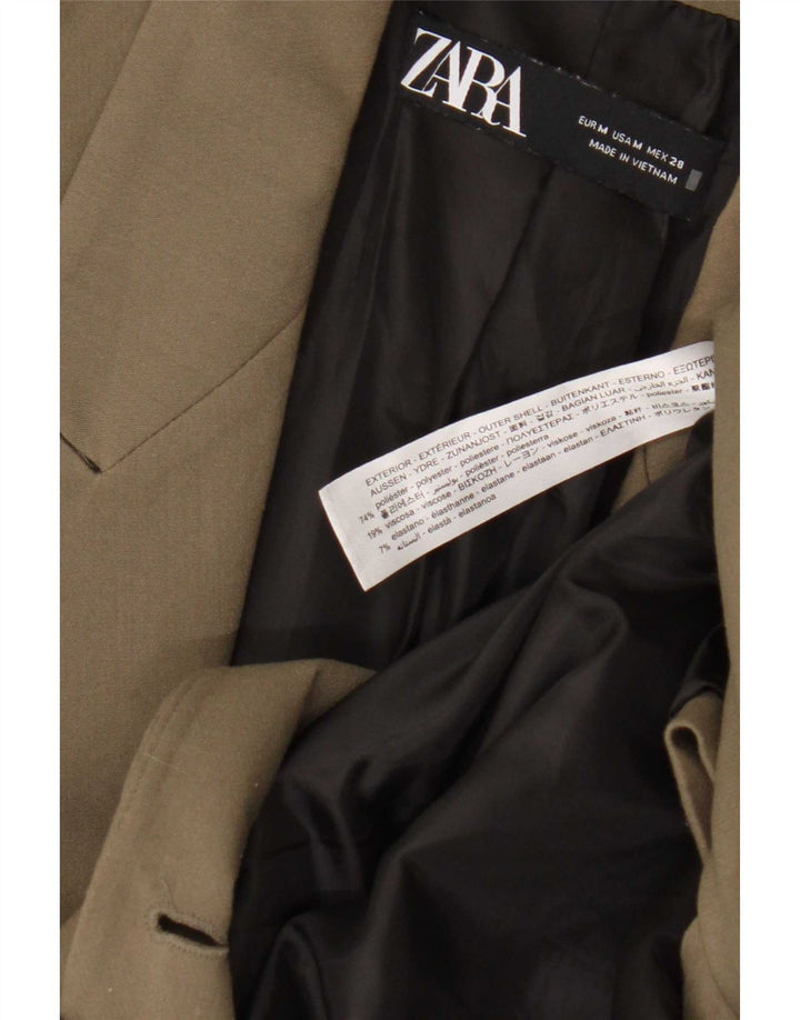 Женский двубортный пиджак Zara UK 14, средний зеленый полиэстер