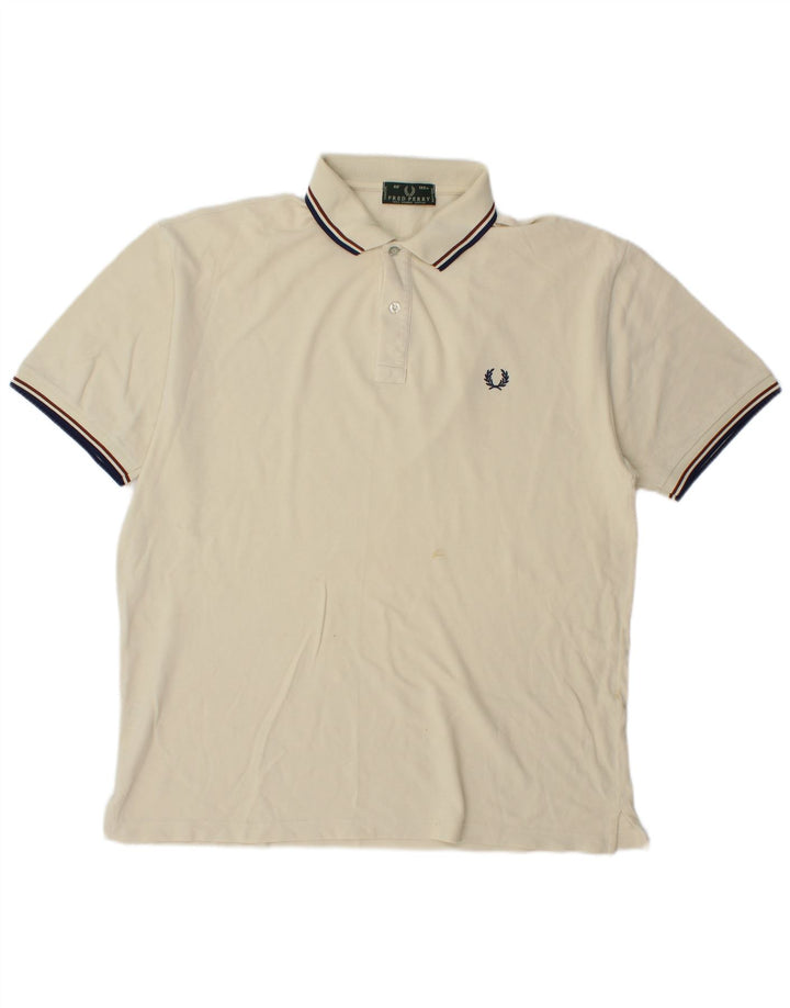Мужская рубашка-поло Fred Perry большого размера из белого хлопка