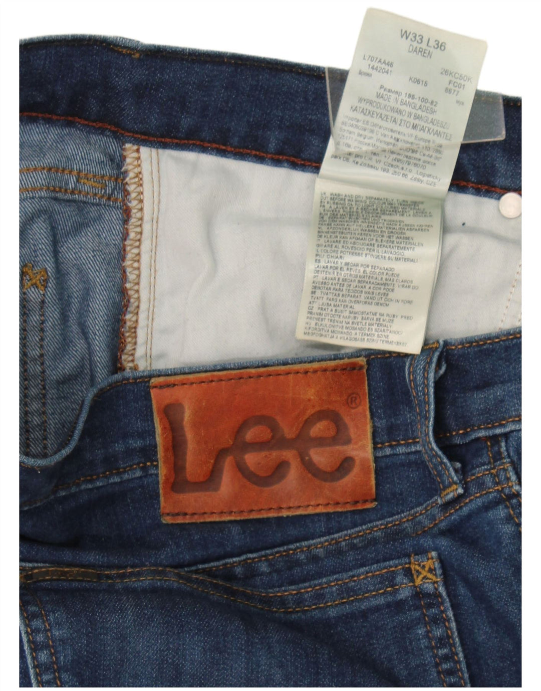 Мужские джинсы Lee Daren Slim W33 L36, синий хлопок