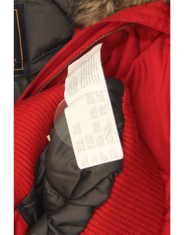Женская стеганая куртка с капюшоном Woolrich UK 14, большой красный хлопок