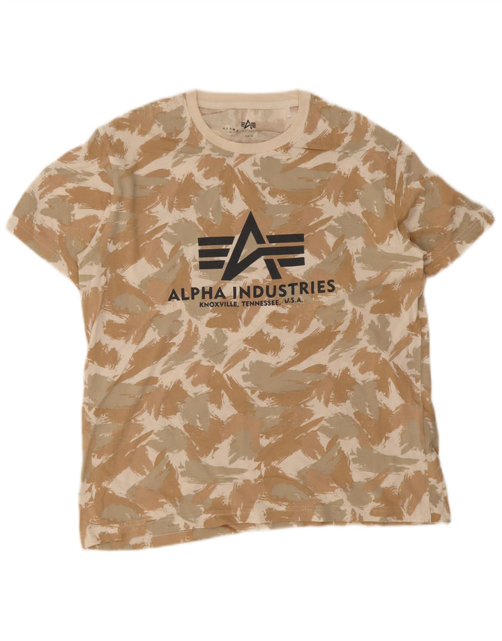 Мужская футболка с рисунком Alpha Industries, средний бежевый, с геометрическим рисунком