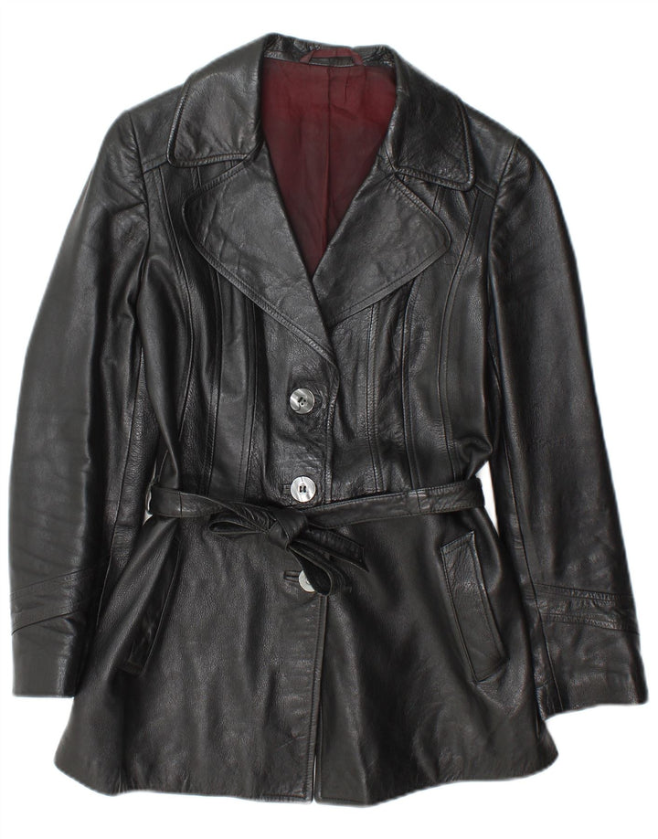 Винтажная женская кожаная куртка IT 44 Medium Black Leather