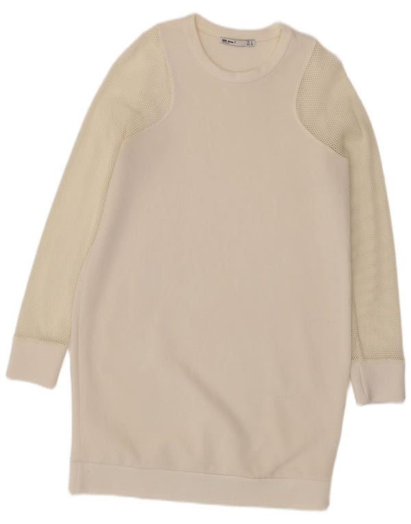 Zara Womens Sweatshirt Jumper Dress UK 12 Medium Off White