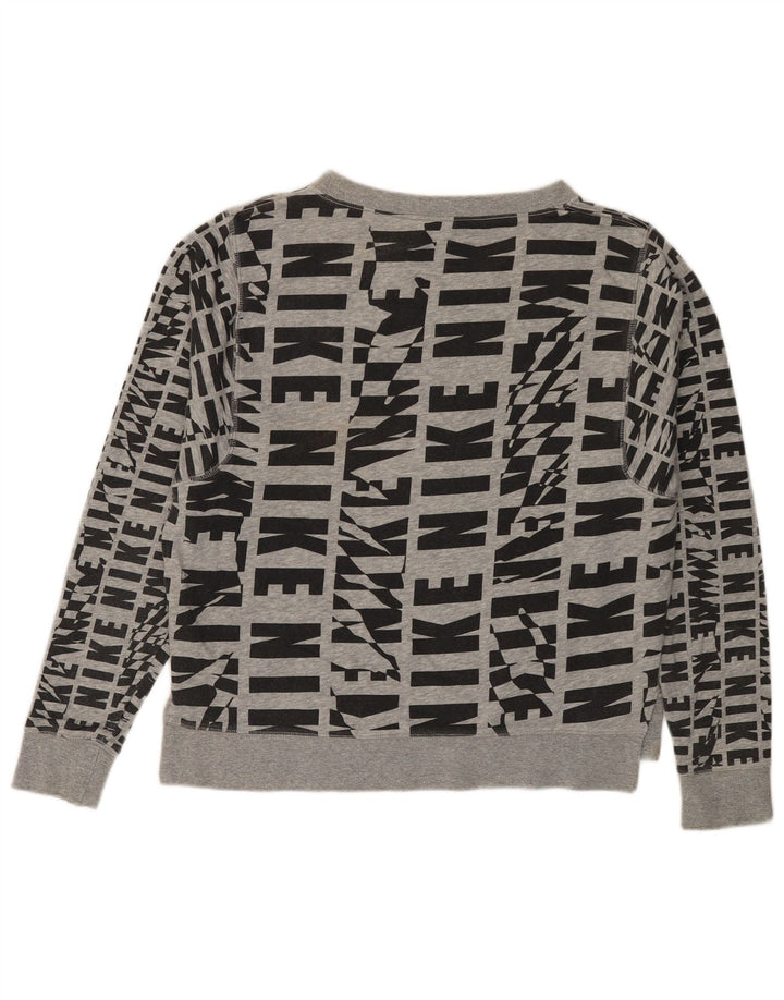 Женский свитер с рисунком NIKE UK 14, хлопковый средний серый цвет