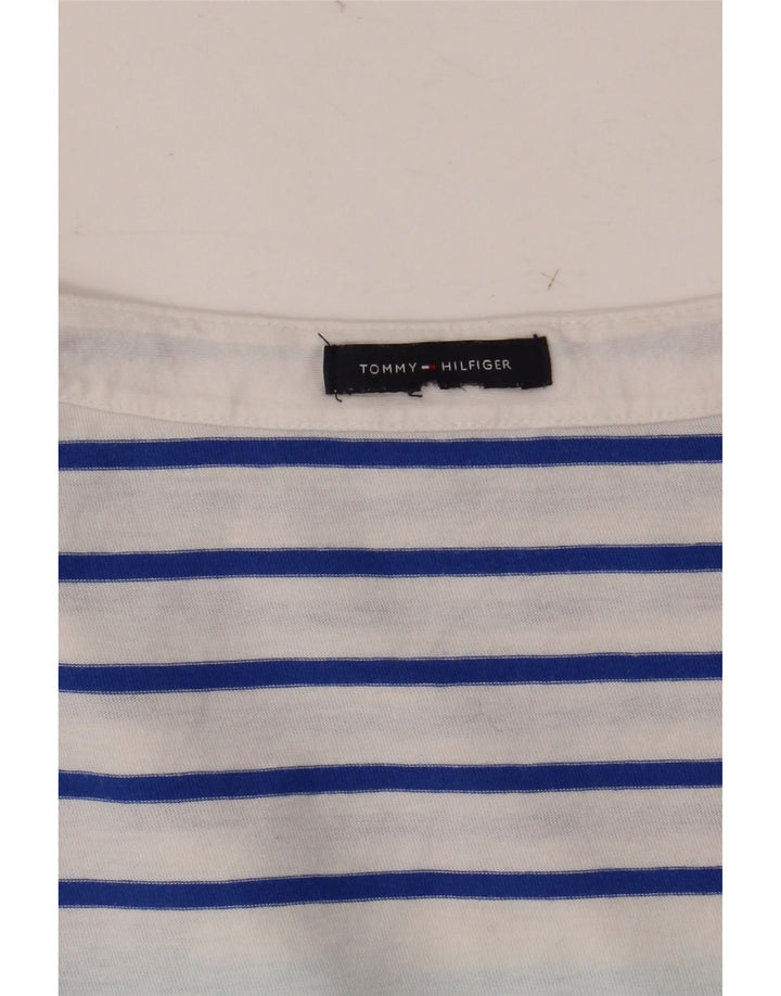 TOMMY HILFIGER Женский топ с рукавом 3/4 UK 12, средний синий в полоску