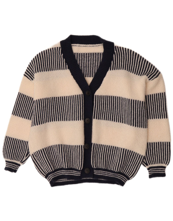 Винтажный женский кардиган-свитер UK 18 XL темно-синий в полоску