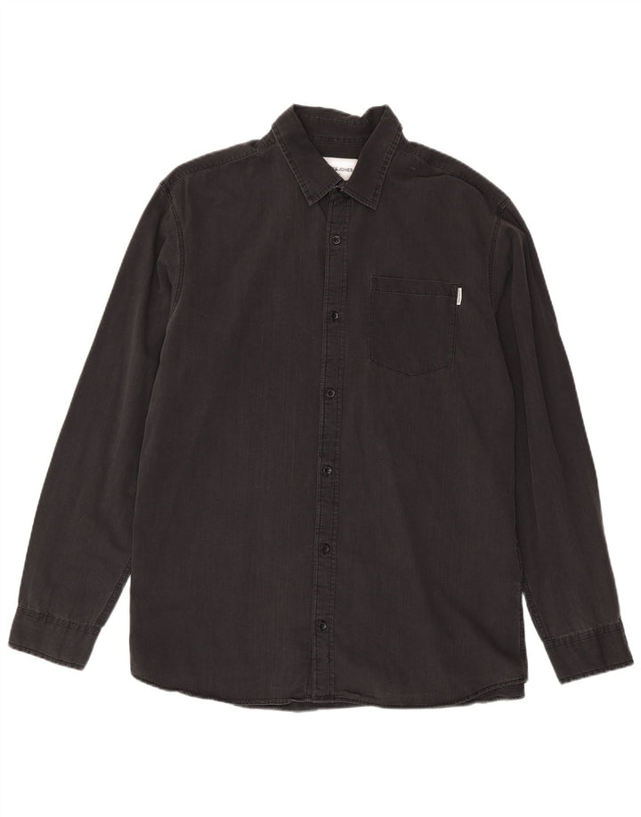 Мужская джинсовая рубашка Jack & Jones XL серая, хлопок
