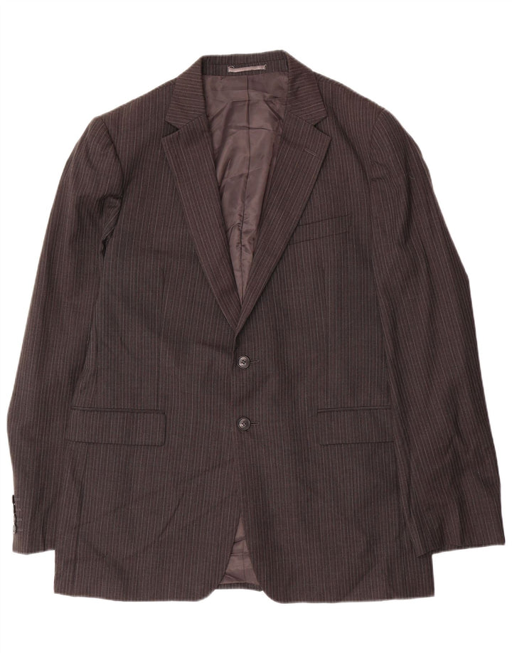 Jaeger Мужской пиджак с 2 пуговицами UK 42 XL Серый шерстяной в тонкую полоску