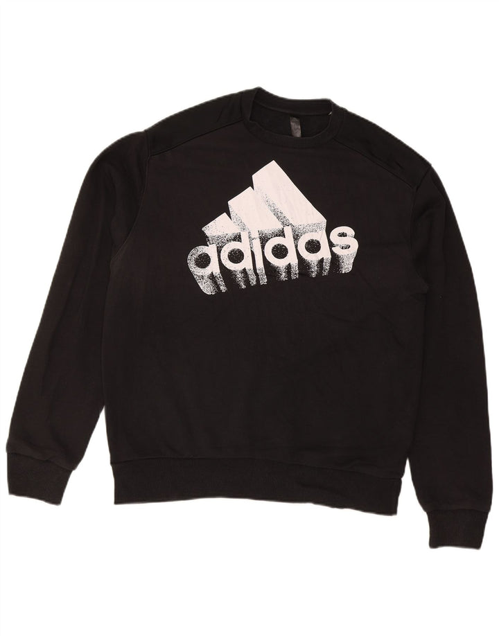 ADIDAS Mens Graphic Sweatshirt Jumper Medium Black Cotton