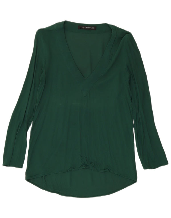 Zara Женская блузка с длинным рукавом Top UK 6 XS Зеленый