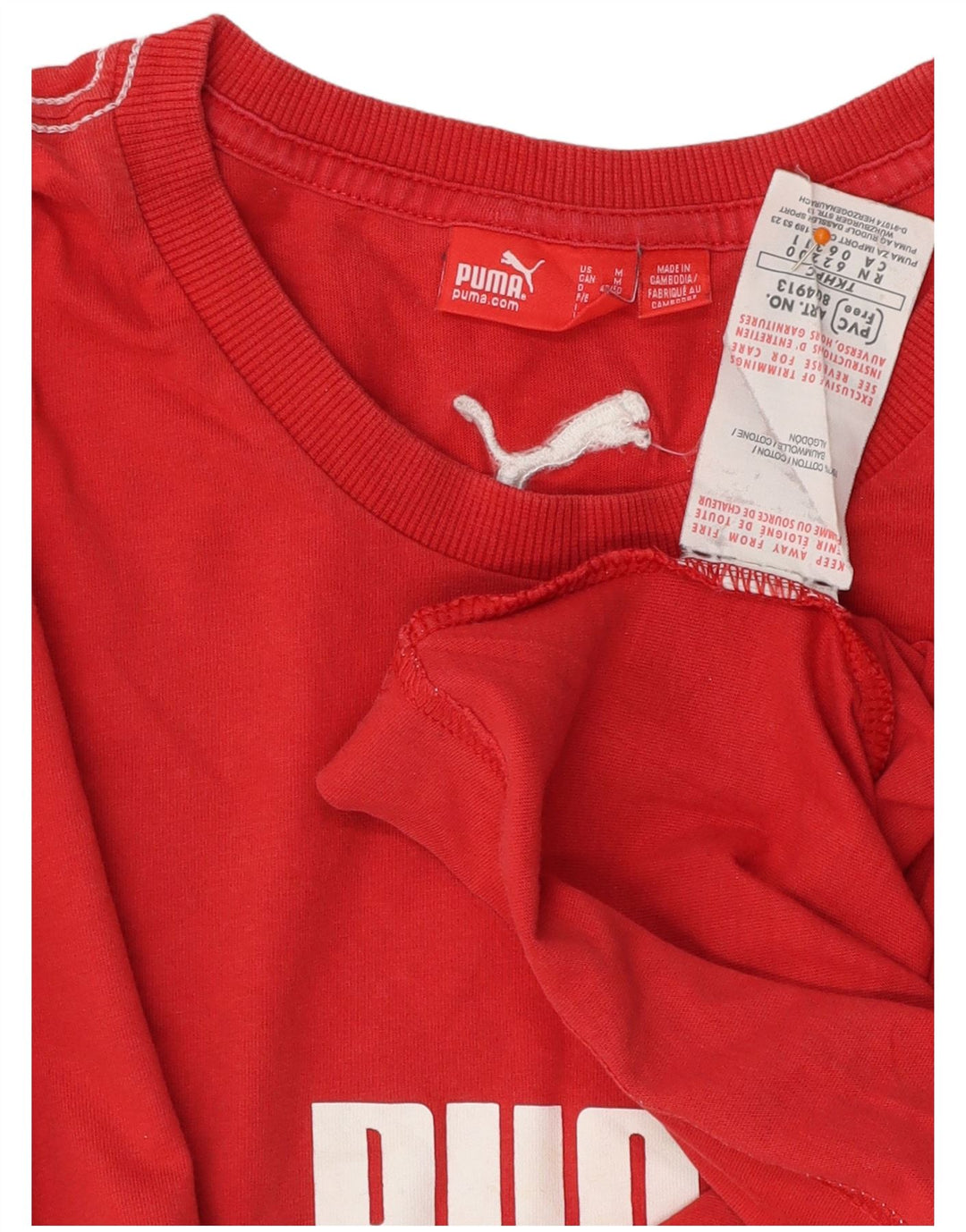 Мужская футболка с рисунком PUMA, хлопковая, среднего красного цвета