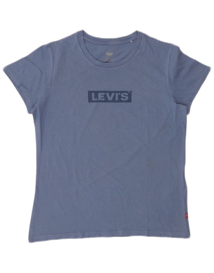 Женская футболка с рисунком Levi's Top UK 14, средний синий хлопок, хлопок