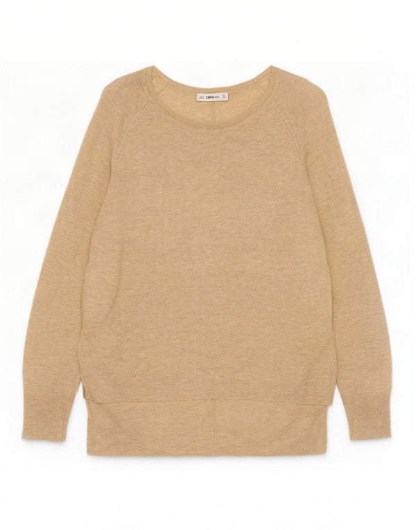 Женский свитер с вырезом «лодочка» Zara UK 14, большой, бежевый, в крапинку