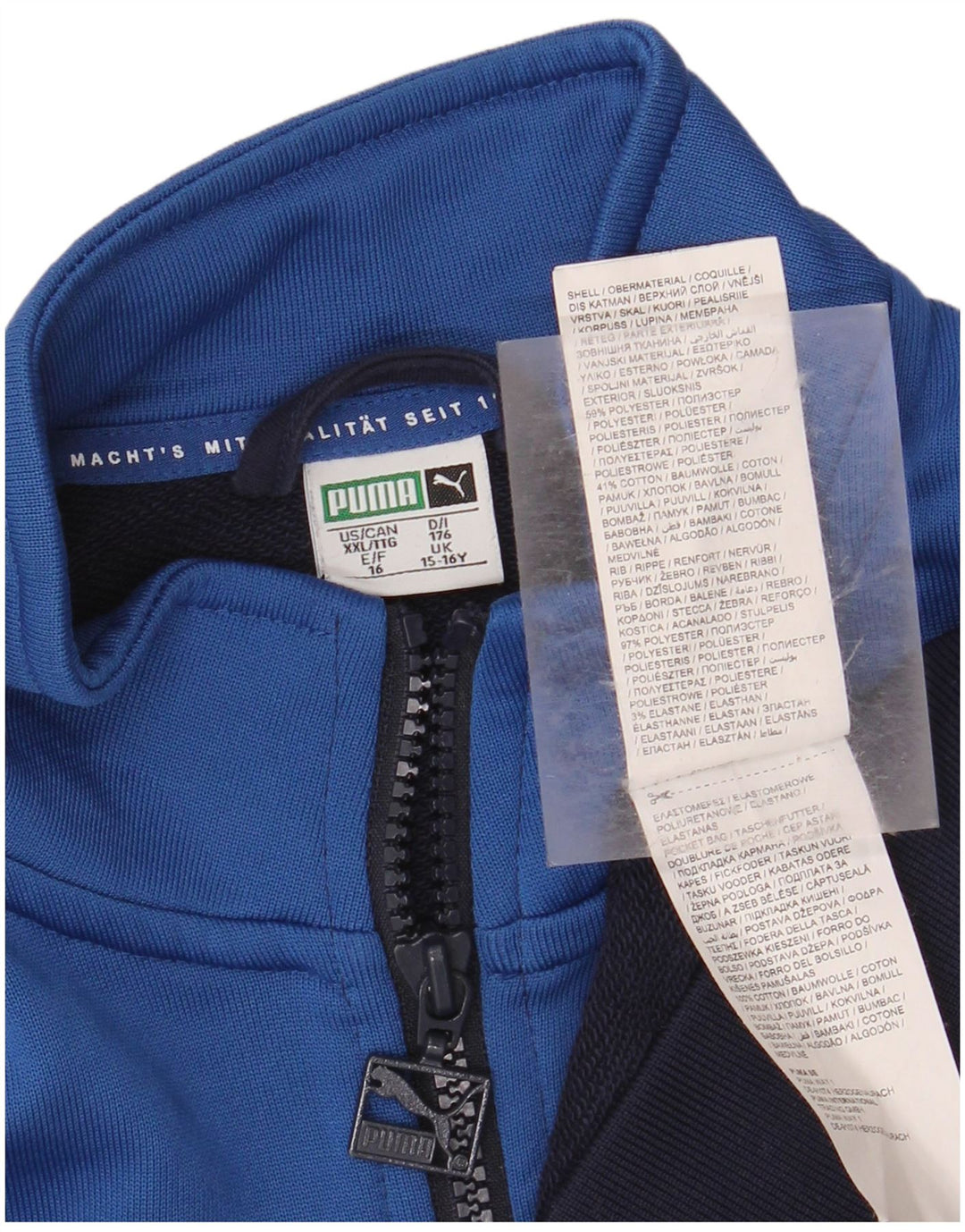 Спортивный костюм PUMA для мальчиков, верхняя куртка 15–16 лет, темно-синий, полиэстер с цветными блоками