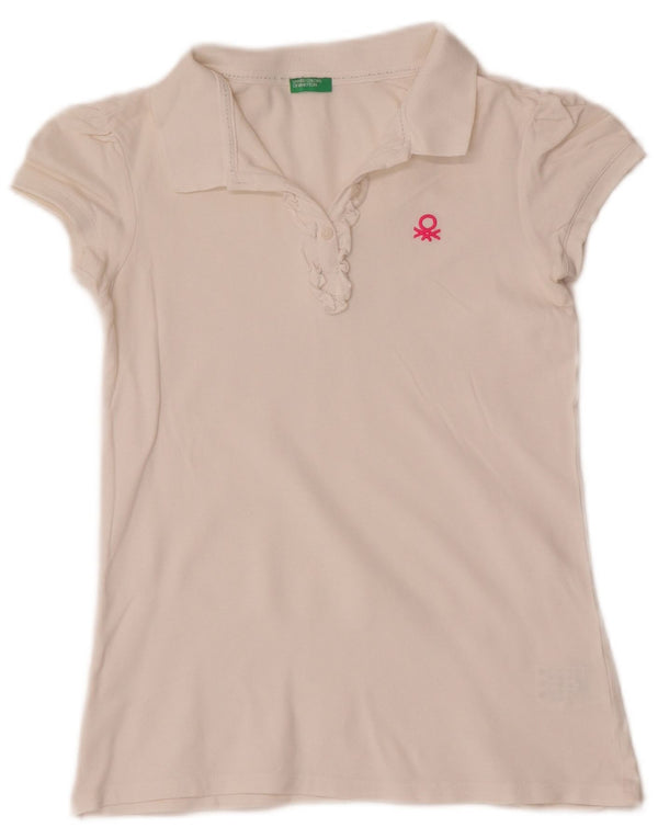 Рубашка-поло Benetton для девочек 11-12 лет, 2XL, белый хлопок