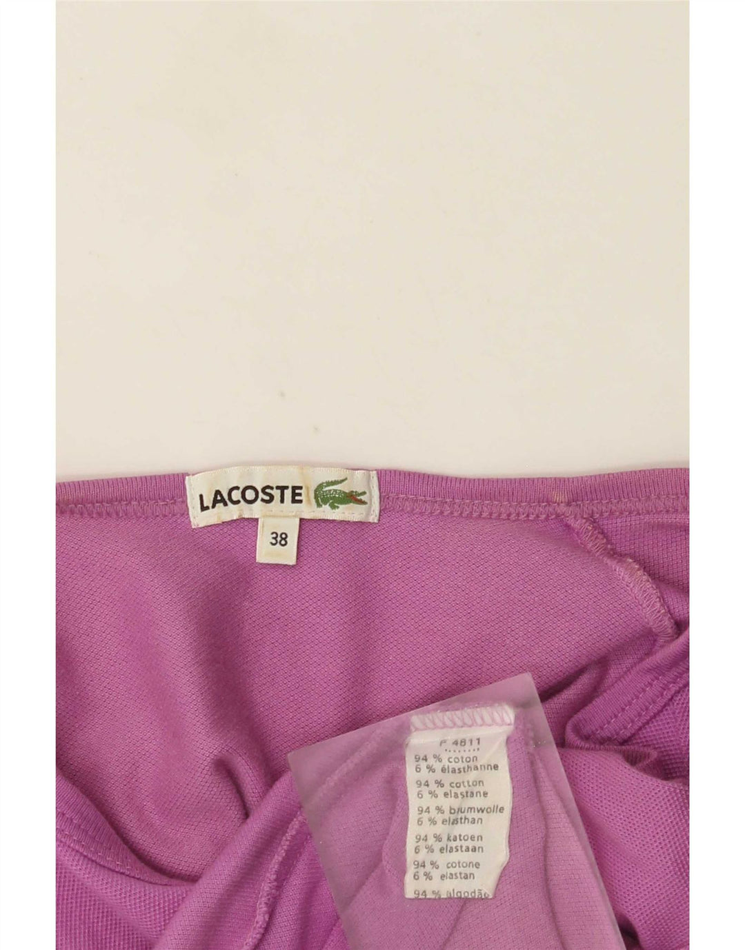 Женская футболка Lacoste, размер 38, средний фиолетовый, хлопок