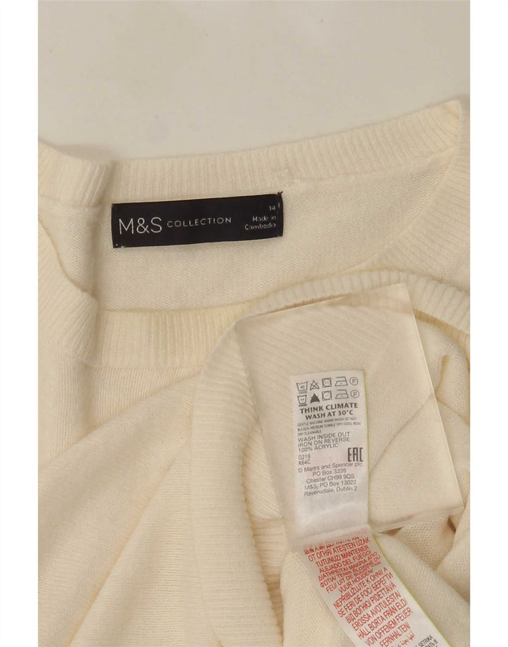 Женский джемпер с круглым вырезом Marks & Spencer UK 14, средний, белый