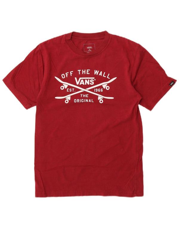 Vans Boys Custom Fit Graphic T-Shirt Top 10-11 Years Medium Maroon Cotton