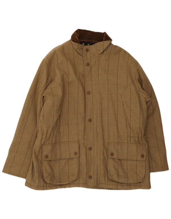 Мужская куртка свободного покроя Barbour Berwick UK 44 2XL, шерсть цвета хаки в клетку