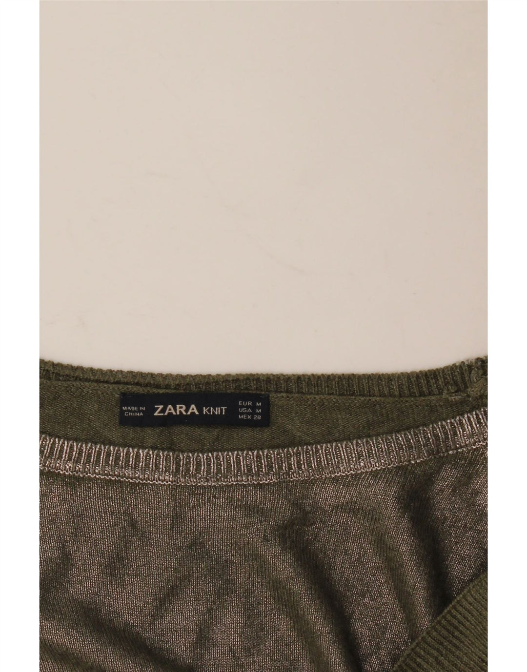 Женский джемпер с вырезом «лодочка» Zara UK 14, средний хаки