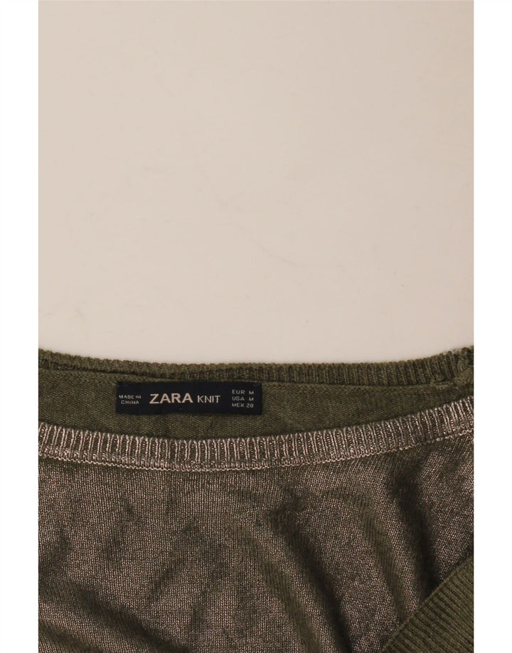 Женский джемпер с вырезом «лодочка» Zara UK 14, средний хаки