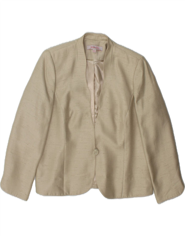 JACQUES VERT Womens 1 Button Blazer Jacket UK 16 Large  Beige Viscose Vintage Jacques Vert and Second-Hand Jacques Vert from Messina Hembry 