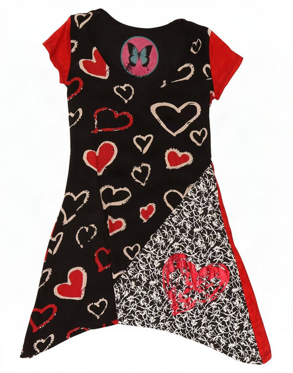 Женское асимметричное платье с рисунком Desigual UK 10, маленькое черное сердце с цветочным принтом