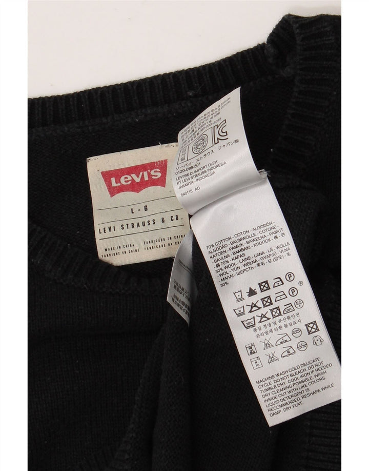 Мужской джемпер с круглым вырезом Levi's, большой черный хлопковый свитер