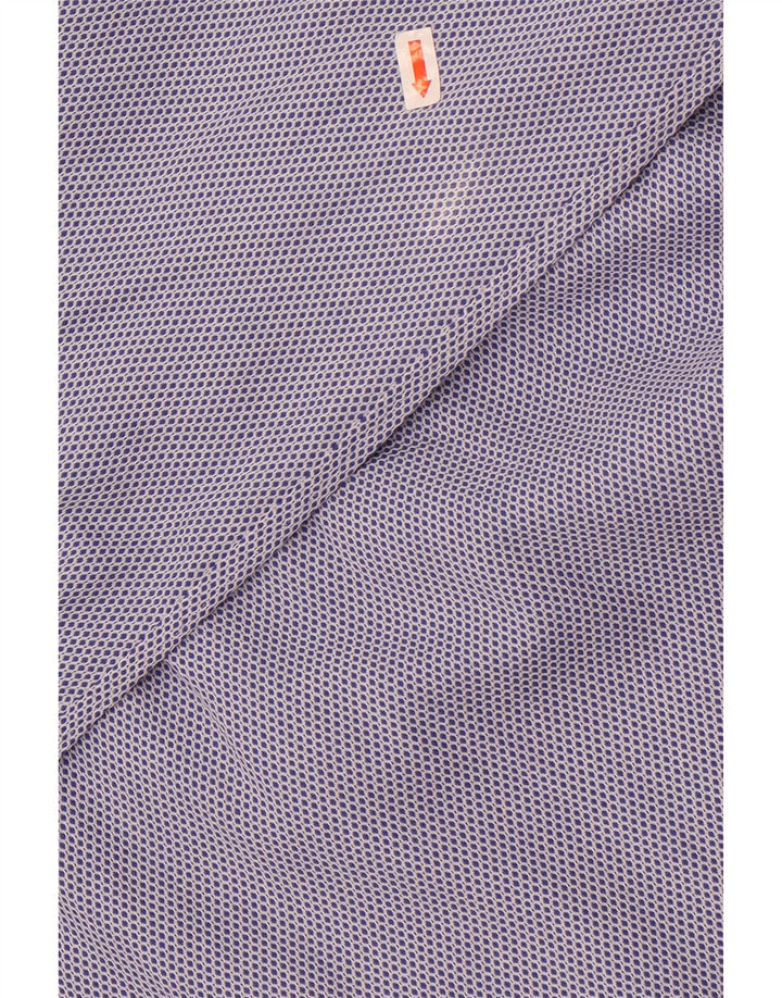 Мужская рубашка индивидуального кроя Boggi, размер 40, 15, 3/4, средний синий, хлопок с геометрическим рисунком