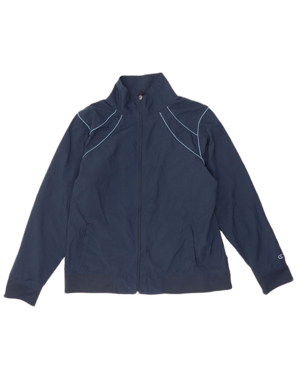 Champion Womens Tracksuit Top Jacket UK 16 Large Navy Blue Polyester