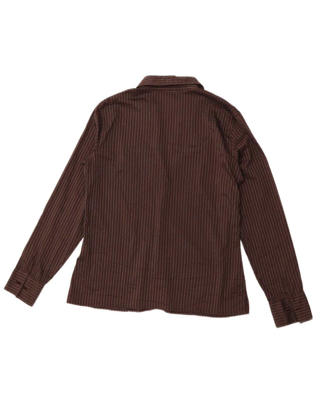 TRUSSARDI JEANS Женская деловая рубашка UK 16, хлопковая большая коричневая полоска