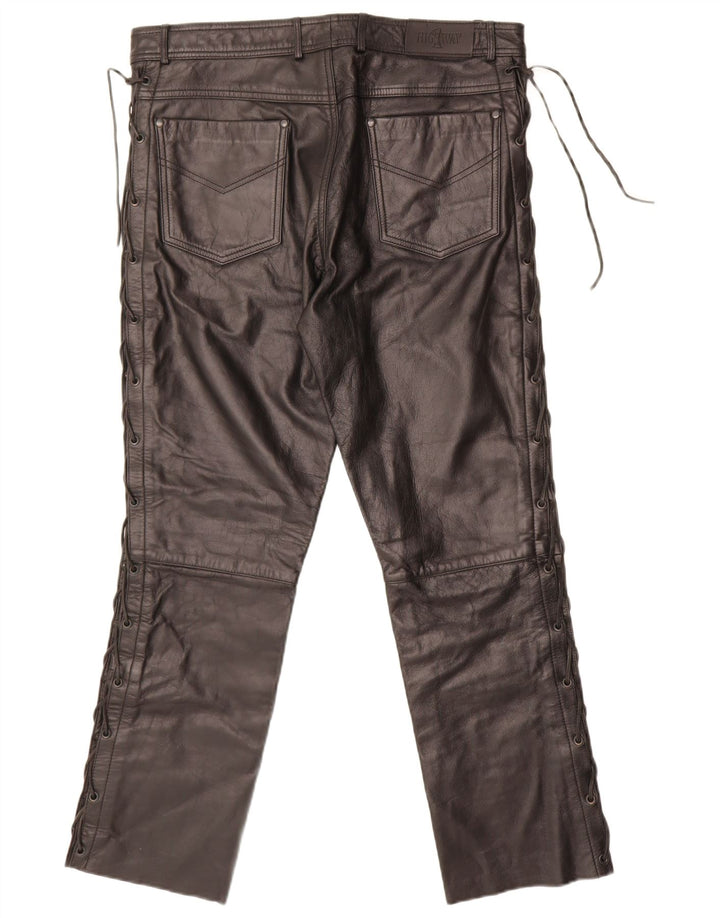 HIGHWAY 1 Мужские прямые кожаные брюки IT 52 XL W34 L28 Черные кожаные