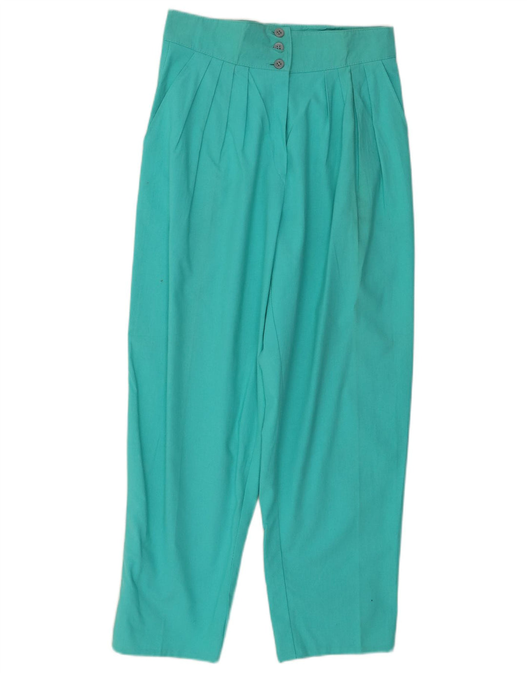 ВИНТАЖНЫЕ женские брюки чинос с высокой талией и завязками W28 L27 Бирюзовый хлопок